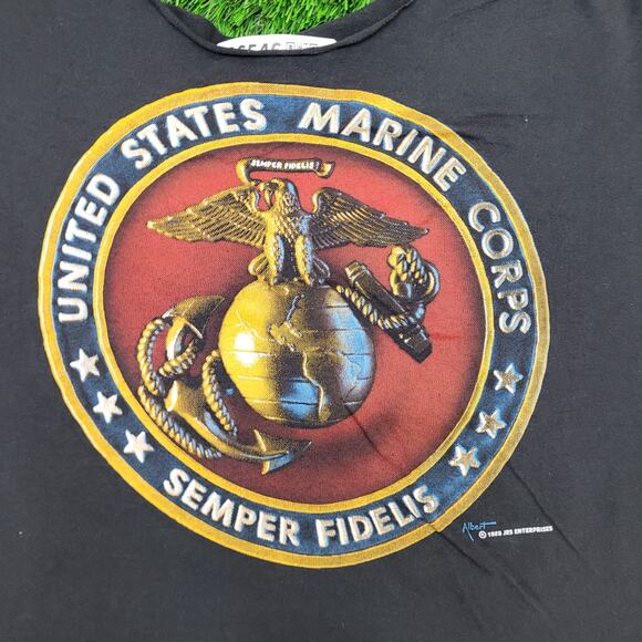 Vintage 1988 US Marine Corps Cutoff Shirt L/XL 24x29 Black - Picture 5 of 11